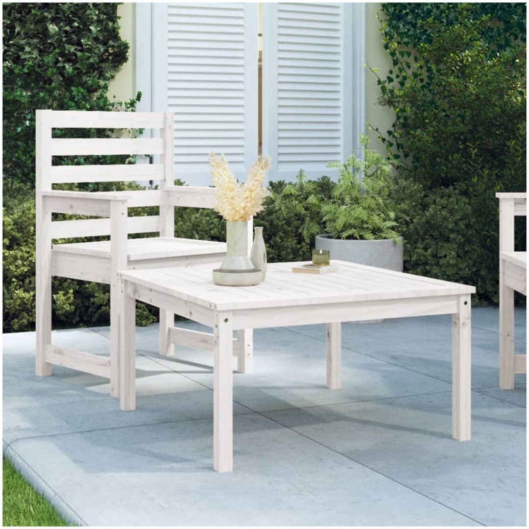Trädgårdsbord vit massiv furu vidaXL 82.5 x 82.5 x 45 cm