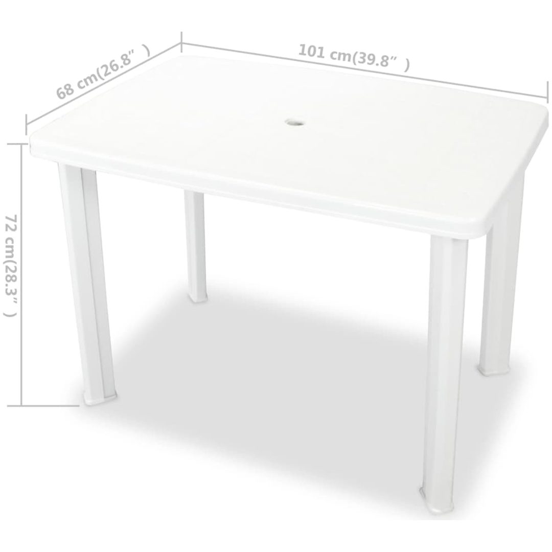 Trädgårdsbord vit plast vidaXL 101 x 68 x 72 cm – bild 5