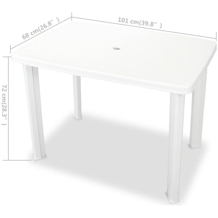 Trädgårdsbord vit plast vidaXL 101 x 68 x 72 cm – bild 5