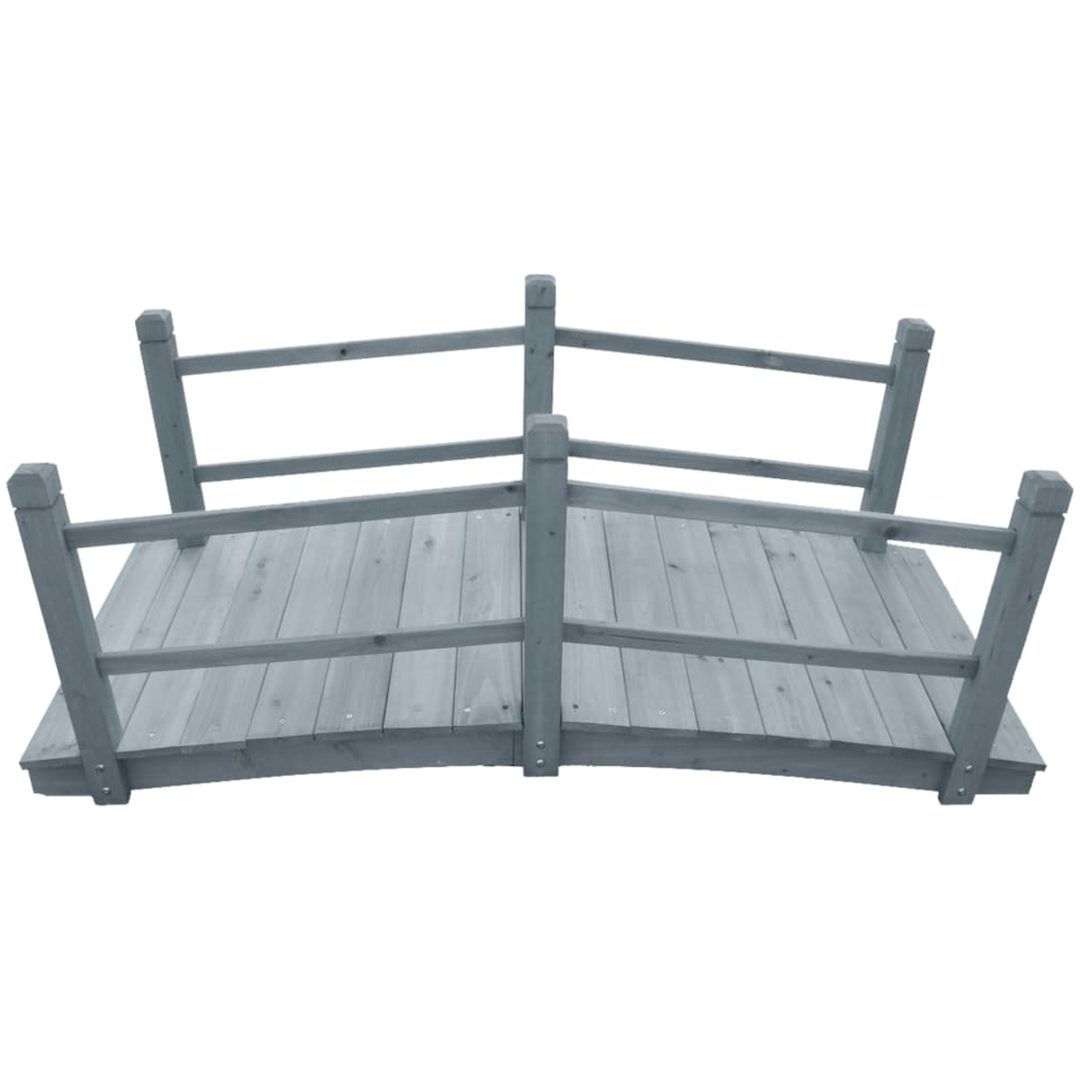 Trädgårdsbro grå 140x60x56 cm massivt granträ vidaXL – bild 2