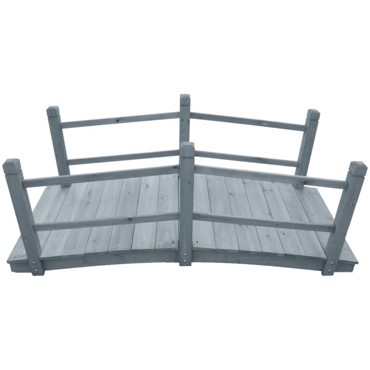 Trädgårdsbro grå 140x60x56 cm massivt granträ vidaXL – bild 2