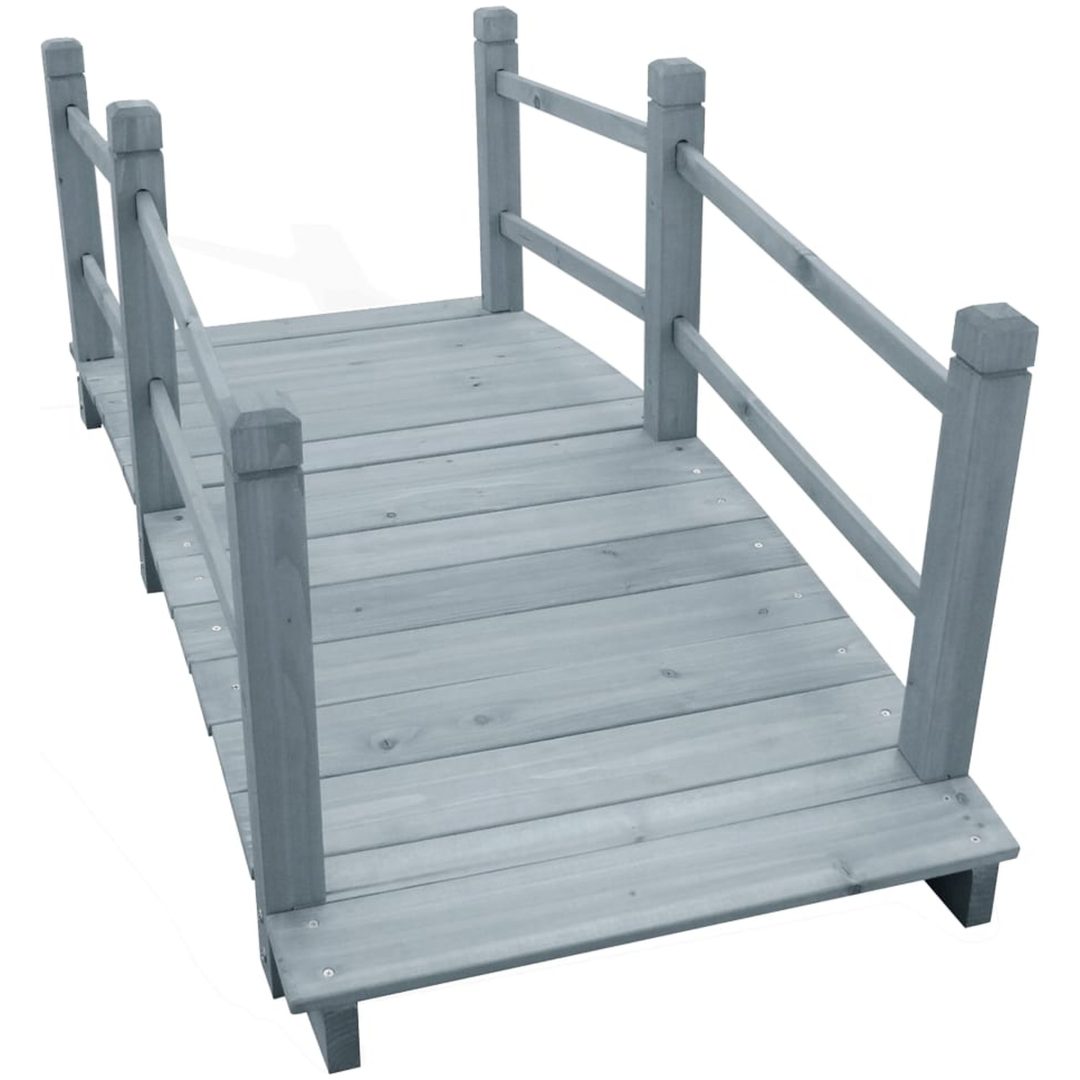 Trädgårdsbro grå 140x60x56 cm massivt granträ vidaXL – bild 3