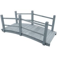 Trädgårdsbro grå 140x60x56 cm massivt granträ vidaXL