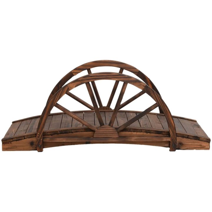 Trädgårdsbro med hjulhalvor 99x50x38 cm massivt granträ vidaXL – bild 3