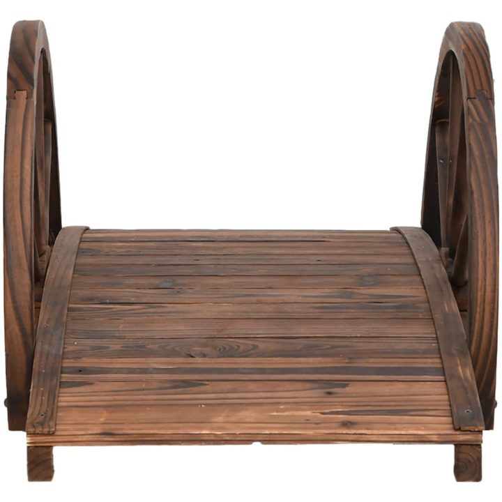 Trädgårdsbro med hjulhalvor 99x50x38 cm massivt granträ vidaXL – bild 4