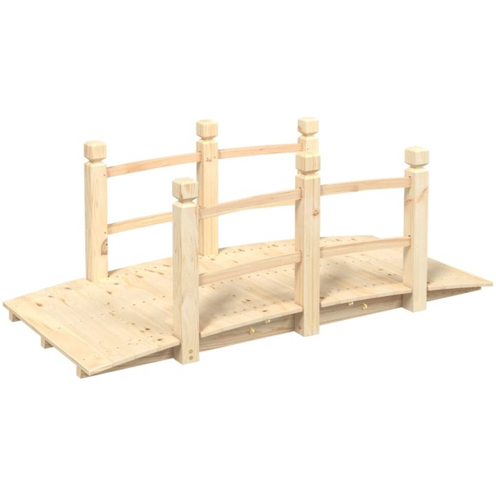 Trädgårdsbro med räcken 150x67x56cm massivt granträ vidaXL – bild 2