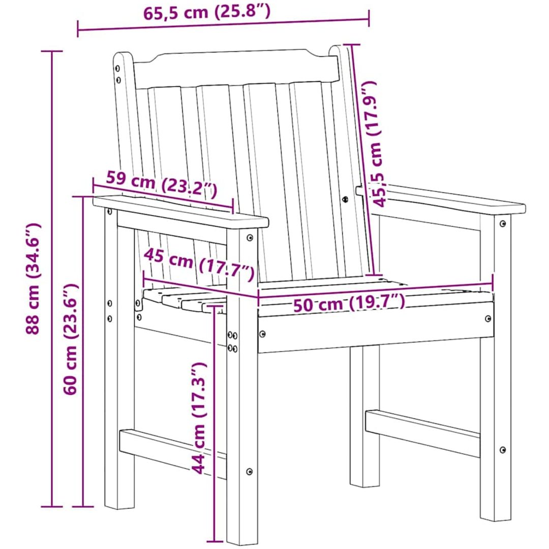 Trädgårdsdinerstolar 2 st Ljusgrå HDPE vidaXL Medium – bild 12