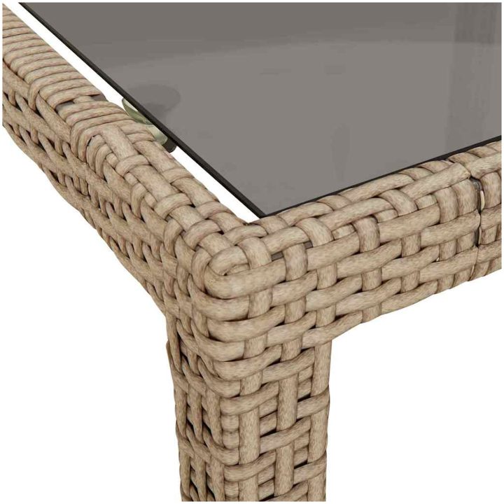 Trädgårdsdining Bord Beige Poly Rattan vidaXL 250 x 100 x 75 cm – bild 6