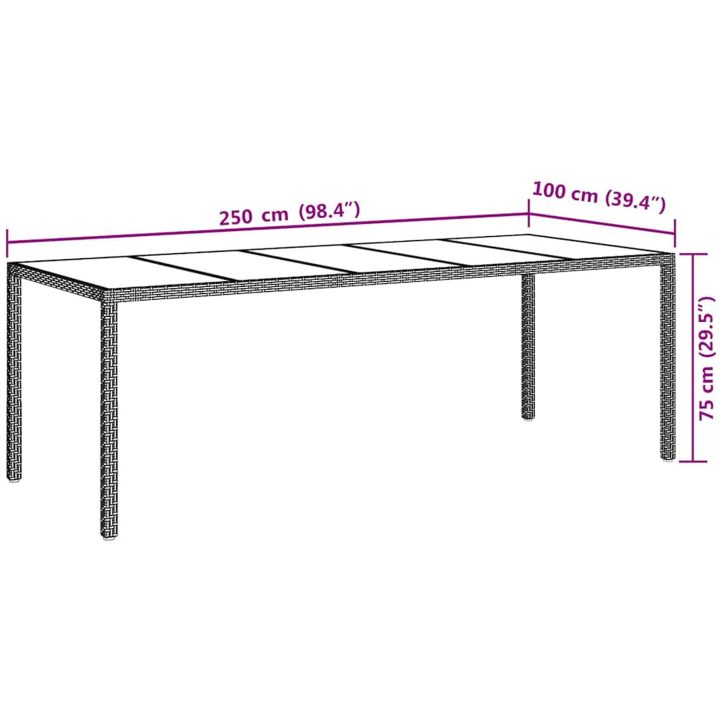 Trädgårdsdining Bord Beige Poly Rattan vidaXL 250 x 100 x 75 cm – bild 7