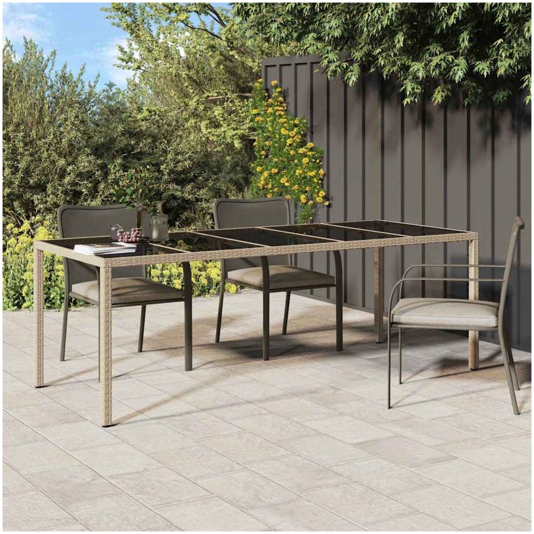 Trädgårdsdining Bord Beige Poly Rattan vidaXL 250 x 100 x 75 cm