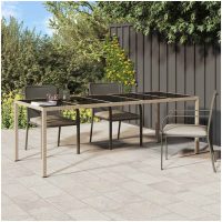 Trädgårdsdining Bord Beige Poly Rattan vidaXL