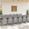 Trädgårdsdining Set 15 pcs Ljusgrå Rotting & Metall vidaXL 14 - Sits – miniatyr 3