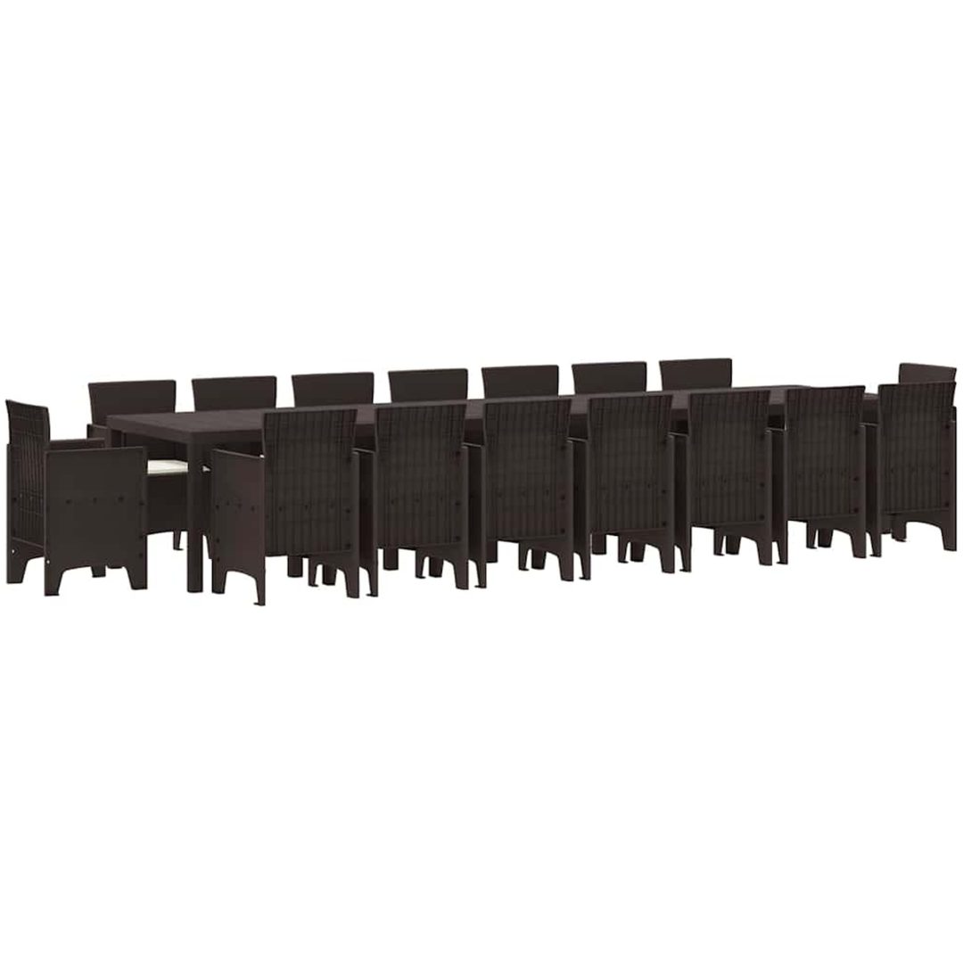 Trädgårdsdining-set 17 pcs Brun Konstrotting vidaXL Large – bild 2