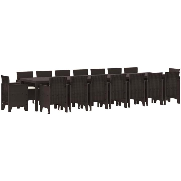 Trädgårdsdining-set 17 pcs Brun Konstrotting vidaXL Large – bild 2