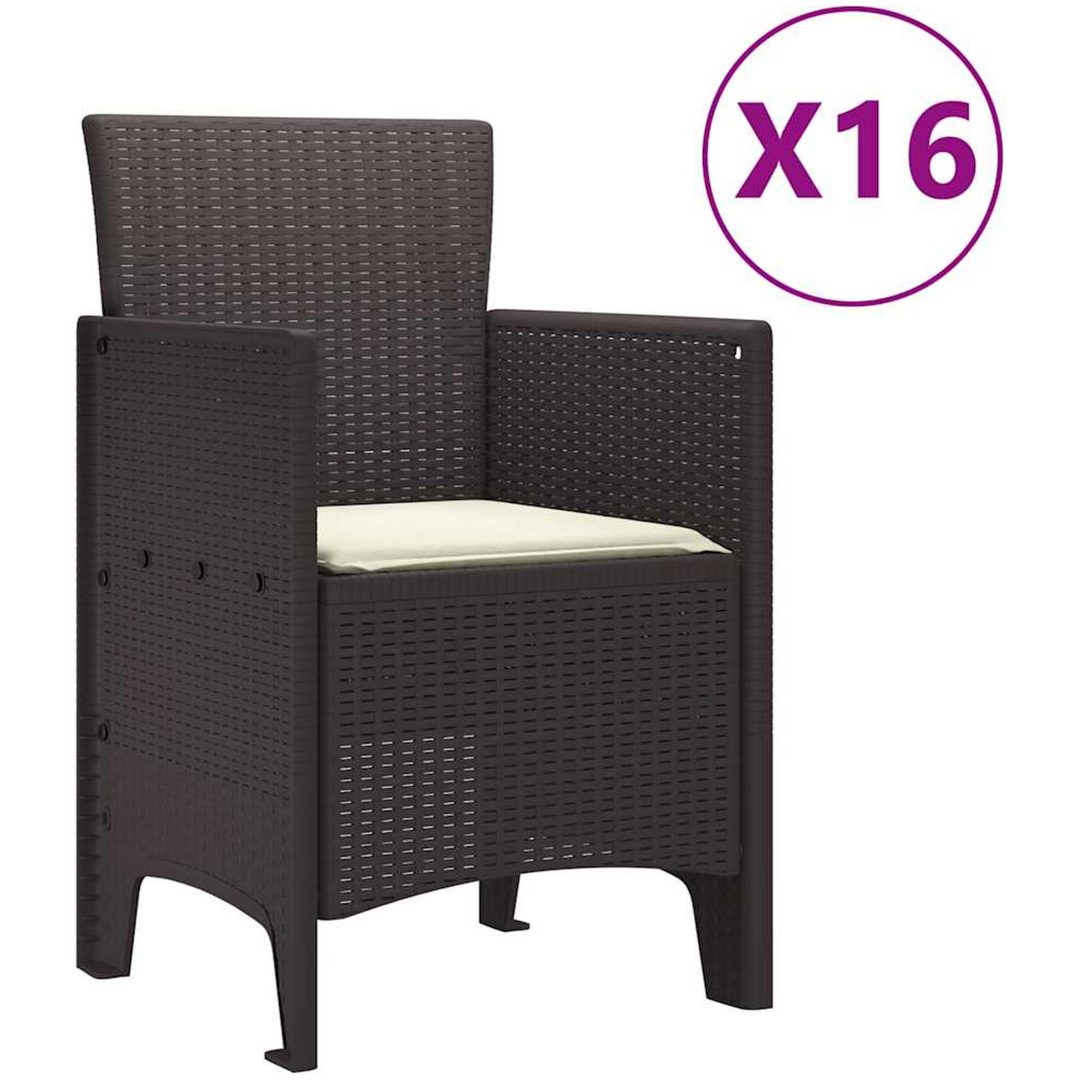 Trädgårdsdining-set 17 pcs Brun Konstrotting vidaXL Large – bild 5