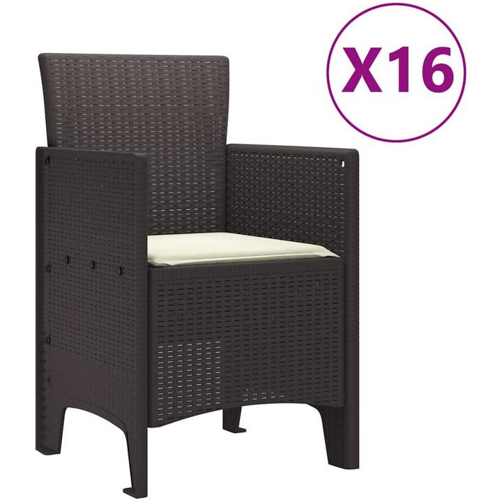 Trädgårdsdining-set 17 pcs Brun Konstrotting vidaXL Large – bild 5