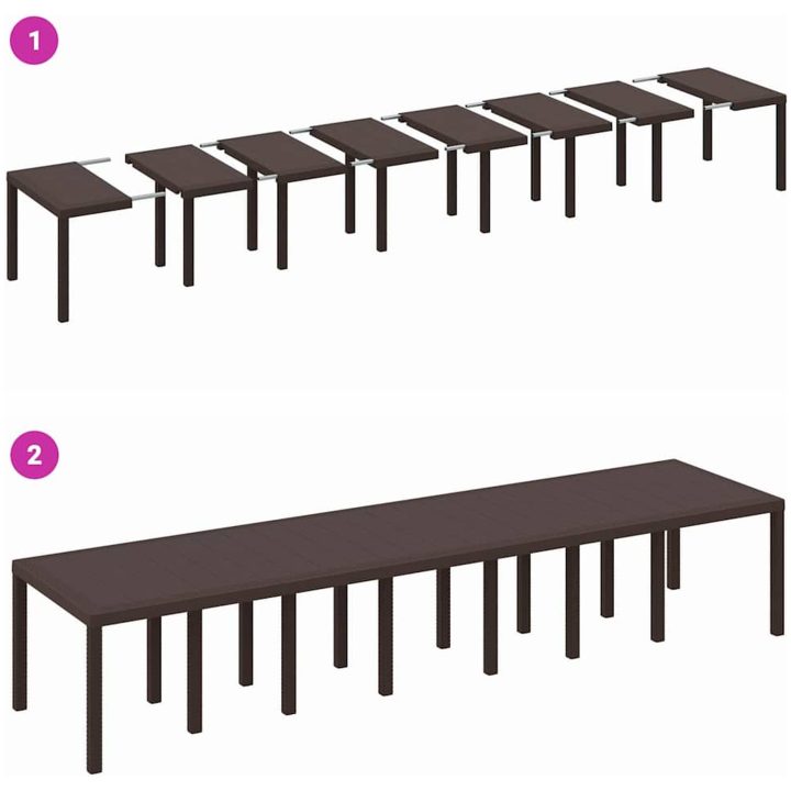 Trädgårdsdining-set 17 pcs Brun Konstrotting vidaXL Large – bild 9