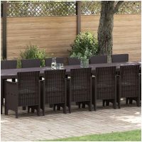 Trädgårdsdining-set 17 pcs Brun Konstrotting vidaXL