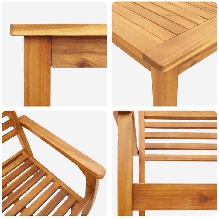 Trädgårdsdining Set 3 pcs Brun vidaXL 110 x 110 x 75 cm – bild 9