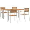 Trädgårdsdining Set 5 pcs Massivt akaciaträ & rostfritt stål vidaXL 150 x 90 x 75 cm – miniatyr 2