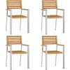 Trädgårdsdining Set 5 pcs Massivt akaciaträ & rostfritt stål vidaXL 150 x 90 x 75 cm – miniatyr 6