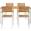 Trädgårdsdining Set 5 pcs Massivt akaciaträ & rostfritt stål vidaXL 150 x 90 x 75 cm – miniatyr 7
