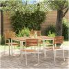 Trädgårdsdining Set 5 pcs Massivt akaciaträ & rostfritt stål vidaXL 150 x 90 x 75 cm – miniatyr 1