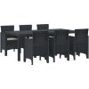 Trädgårdsdining set 7 pcs Antracit Plastresin vidaXL 200 x 100 x 73 cm – miniatyr 2