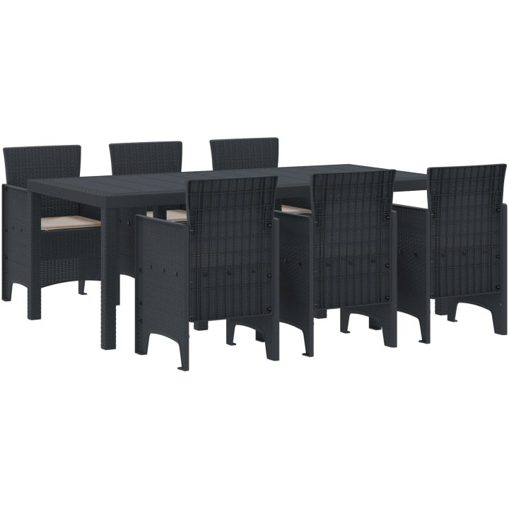 Trädgårdsdining set 7 pcs Antracit Plastresin vidaXL 200 x 100 x 73 cm – bild 2