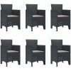 Trädgårdsdining set 7 pcs Antracit Plastresin vidaXL 200 x 100 x 73 cm – miniatyr 5