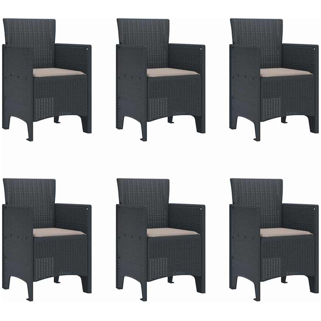 Trädgårdsdining set 7 pcs Antracit Plastresin vidaXL 200 x 100 x 73 cm – bild 5