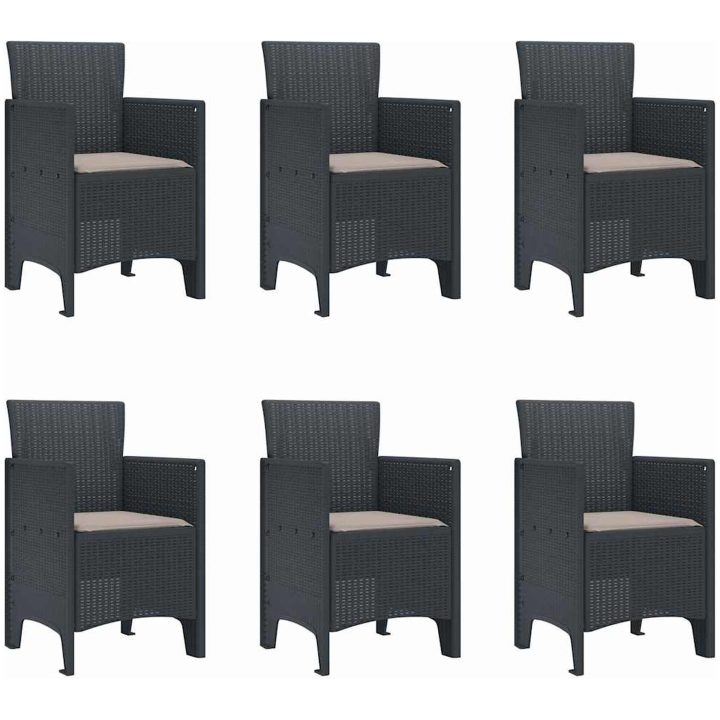 Trädgårdsdining set 7 pcs Antracit Plastresin vidaXL 200 x 100 x 73 cm – bild 5