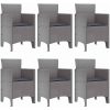 Trädgårdsdining-set 7 pcs Ljusgrå Polypropylen Rattan vidaXL 150 x 100 x 73 cm – miniatyr 4