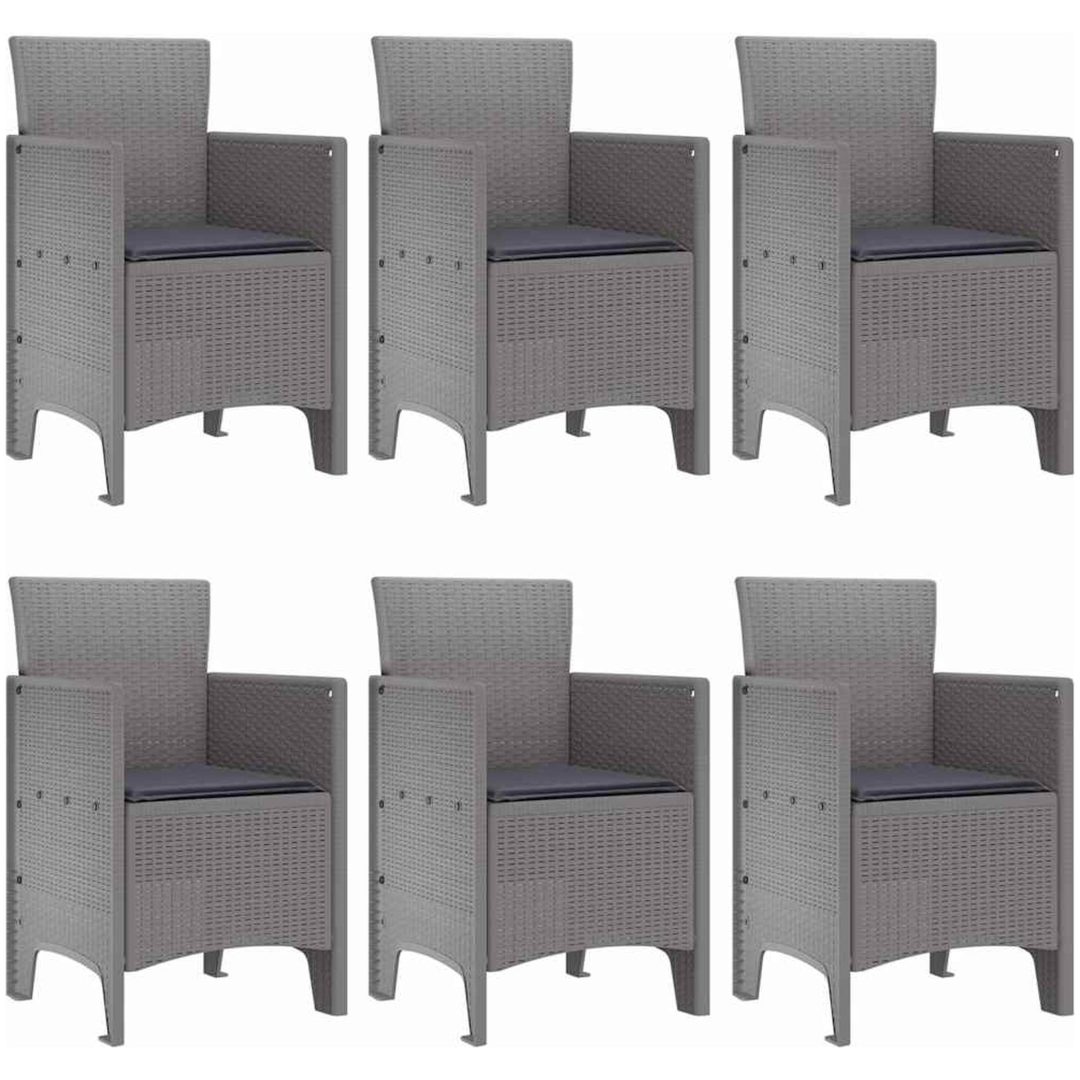 Trädgårdsdining-set 7 pcs Ljusgrå Polypropylen Rattan vidaXL 150 x 100 x 73 cm – bild 4