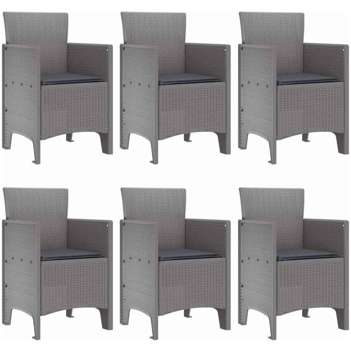 Trädgårdsdining-set 7 pcs Ljusgrå Polypropylen Rattan vidaXL 150 x 100 x 73 cm – bild 4