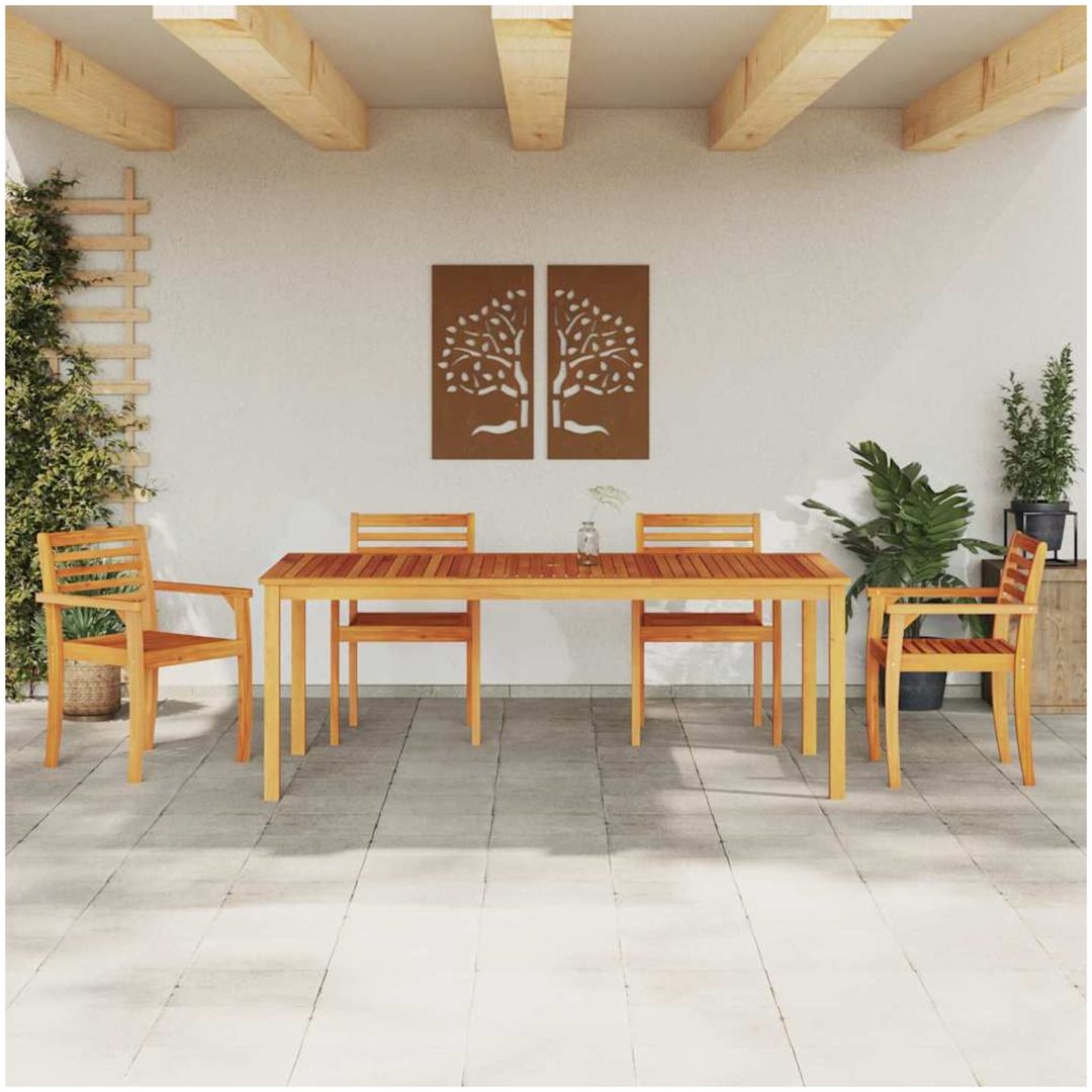 Trädgårdsdining-set 7 pcs Naturlig vidaXL 200 x 100 x 74 cm – bild 4