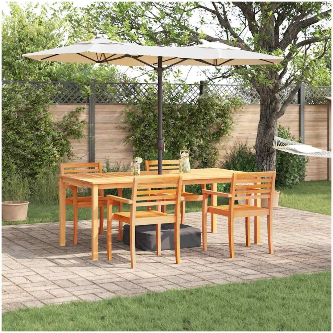 Trädgårdsdining-set 7 pcs Naturlig vidaXL 200 x 100 x 74 cm