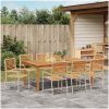 Trädgårdsdining set 9 pcs Beige Metallram vidaXL 200 x 100 x 74 cm – miniatyr 4