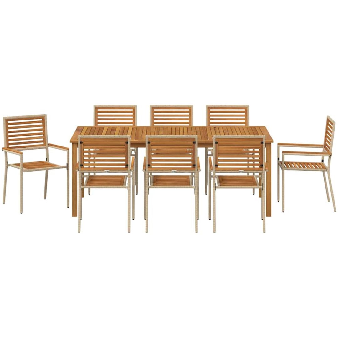 Trädgårdsdining set 9 pcs Beige Metallram vidaXL 200 x 100 x 74 cm – bild 7