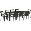 Trädgårdsdining set 9 pcs Svart PE Rattan vidaXL 200 x 80 x 73 cm – miniatyr 2