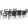 Trädgårdsdining set 9 pcs Svart PE Rattan vidaXL 200 x 80 x 73 cm – miniatyr 3