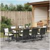 Trädgårdsdining set 9 pcs Svart PE Rattan vidaXL 200 x 80 x 73 cm – miniatyr 4