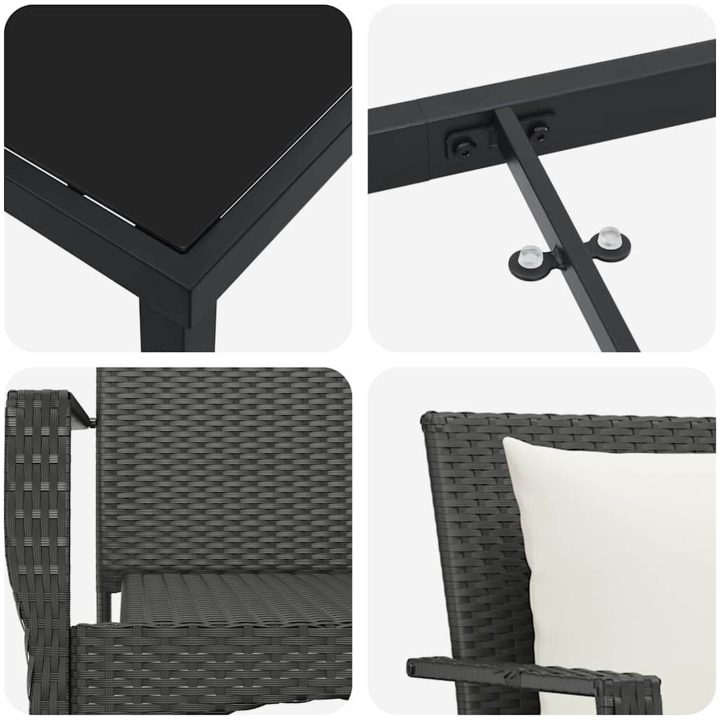 Trädgårdsdining set 9 pcs Svart PE Rattan vidaXL 200 x 80 x 73 cm – bild 7