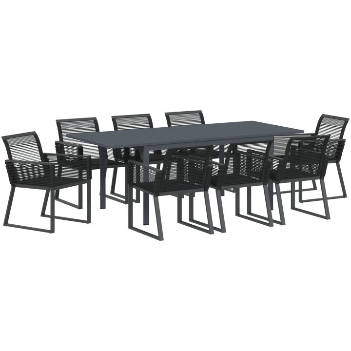 Trädgårdsdining set 9 pcs Svart vidaXL Large – bild 2