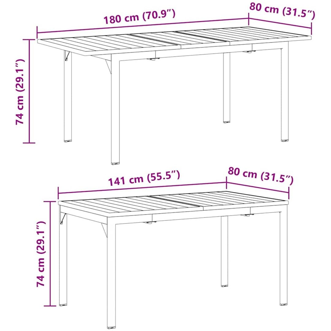 Trädgårdsdining set 9 pcs Svart vidaXL Large – bild 11