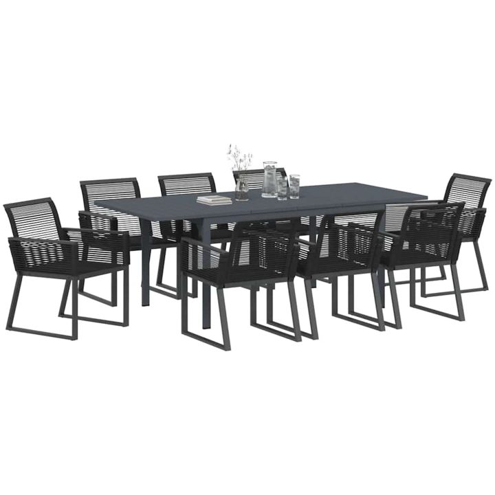 Trädgårdsdining set 9 pcs Svart vidaXL Large – bild 3