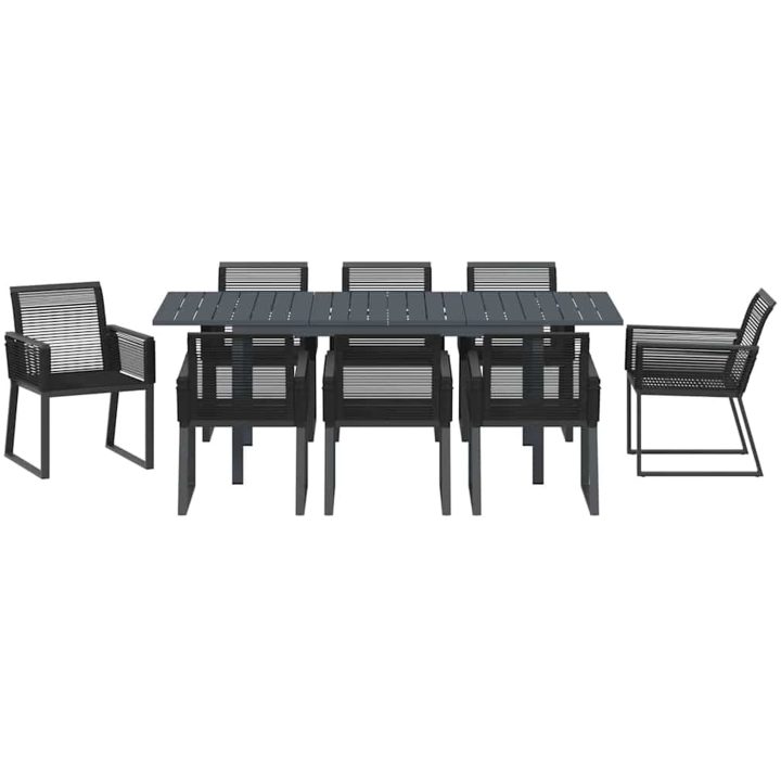 Trädgårdsdining set 9 pcs Svart vidaXL Large – bild 7