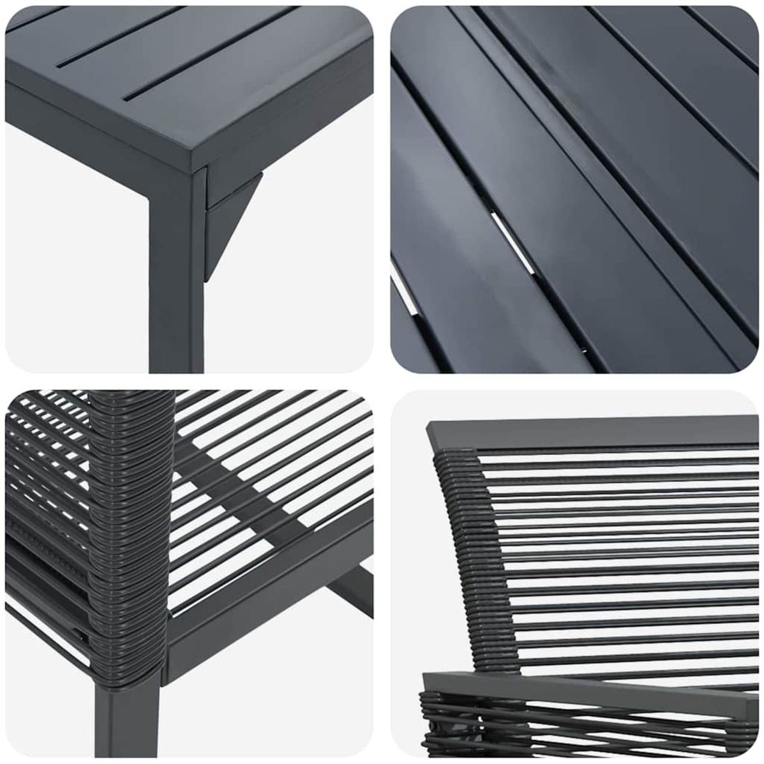 Trädgårdsdining set 9 pcs Svart vidaXL Large – bild 9