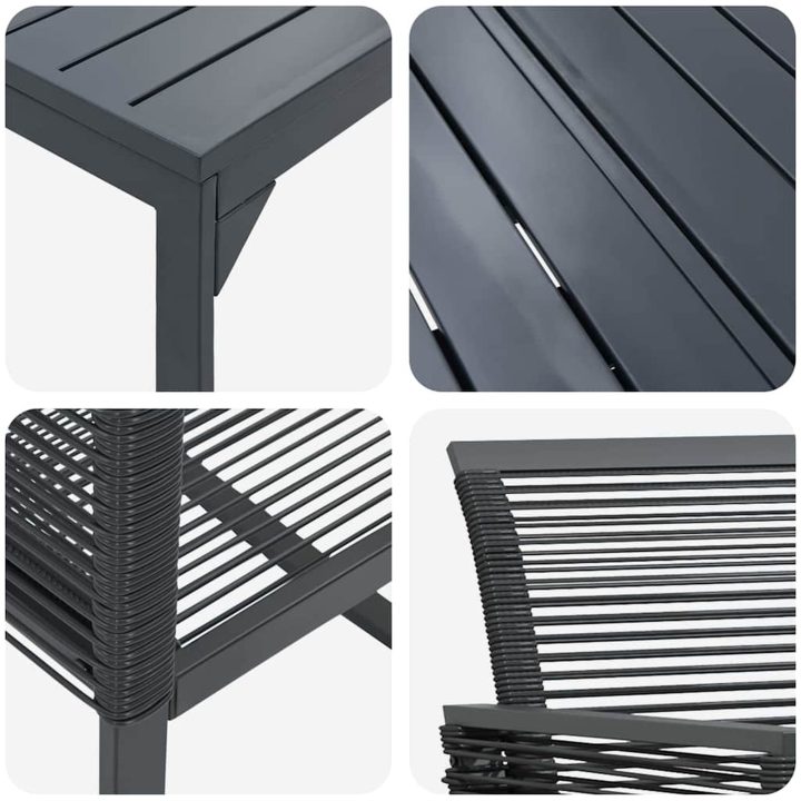 Trädgårdsdining set 9 pcs Svart vidaXL Large – bild 9