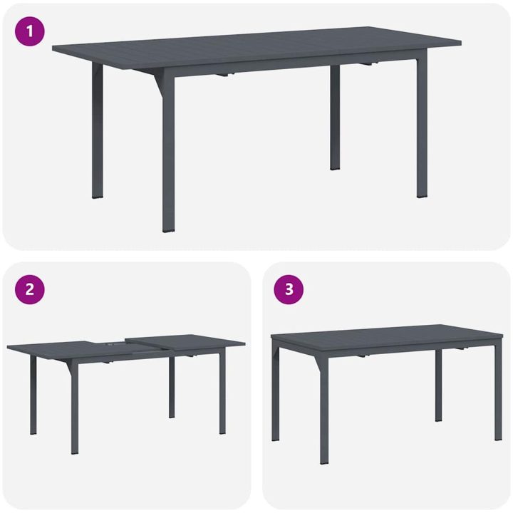 Trädgårdsdining set 9 pcs Svart vidaXL Large – bild 10